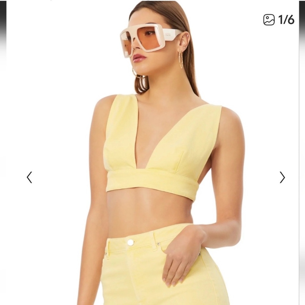 Afrm | Cyprus Denim Bra Top | Canary Yellow